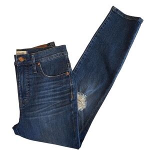Madewell Cropped Jean Women 27 Blue Denim Skinny High Rise Stretch Distress Knee